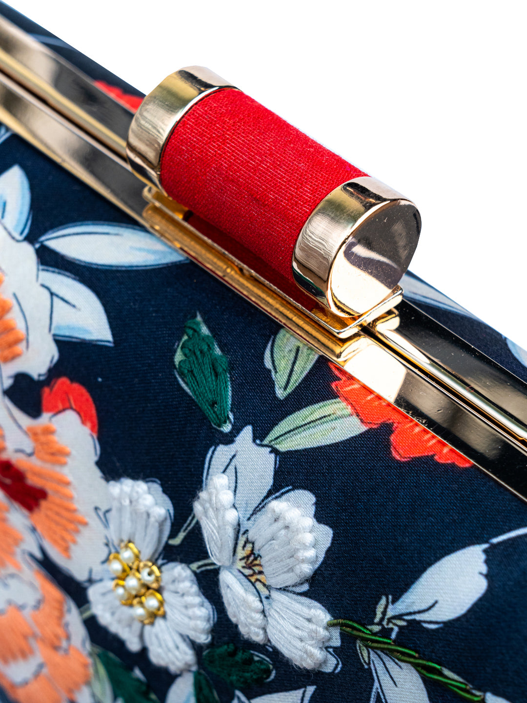 NR By Nidhi Rathi Blue &amp; Orange Embroidered Box Clutch