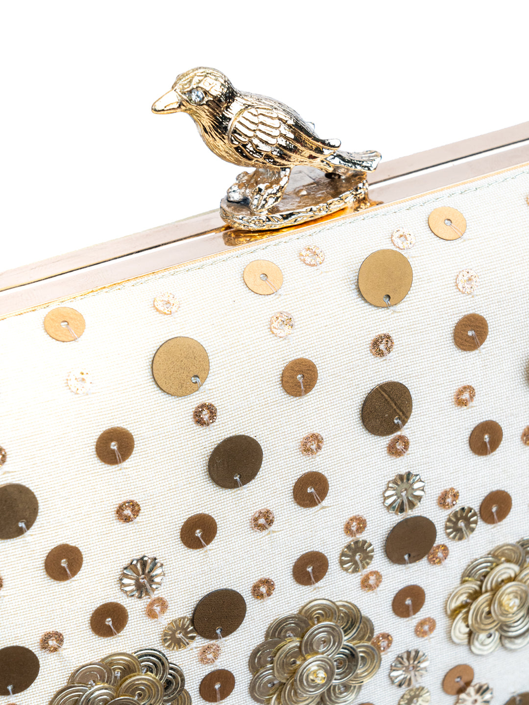 NR By Nidhi Rathi Beige Embroidered Box Clutch