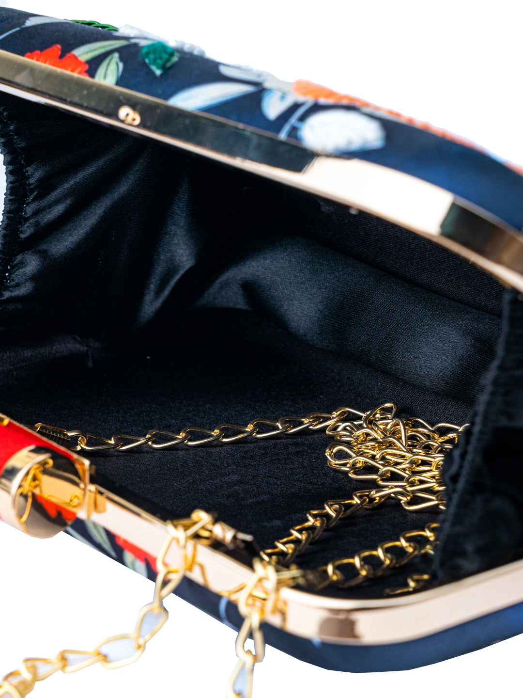 NR By Nidhi Rathi Blue &amp; Orange Embroidered Box Clutch