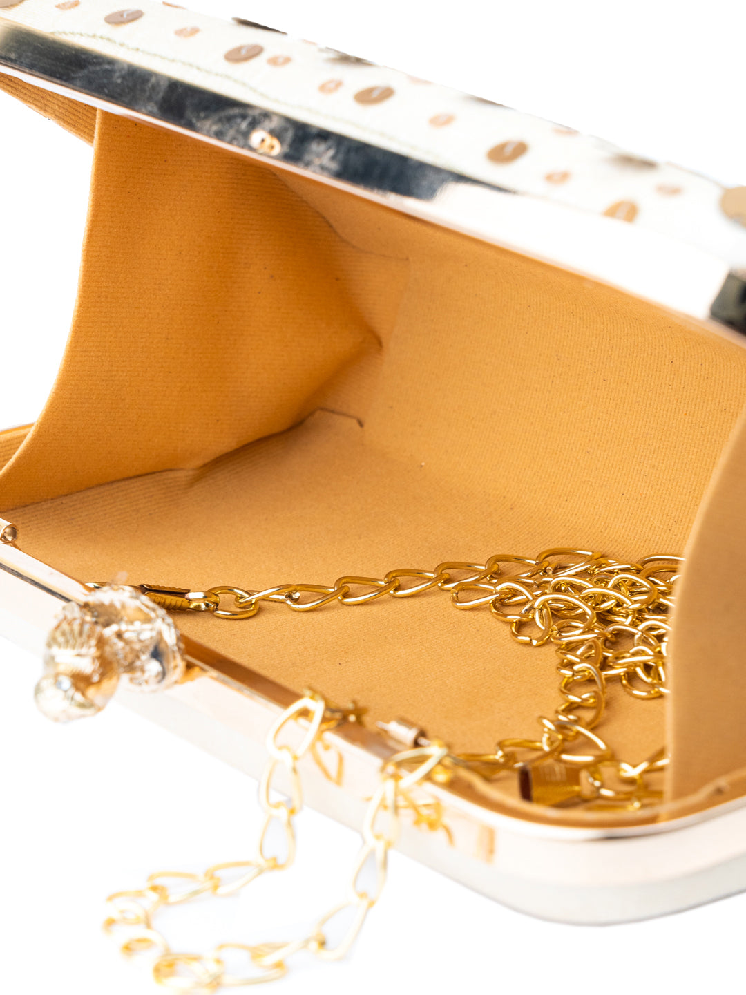 NR By Nidhi Rathi Beige Embroidered Box Clutch