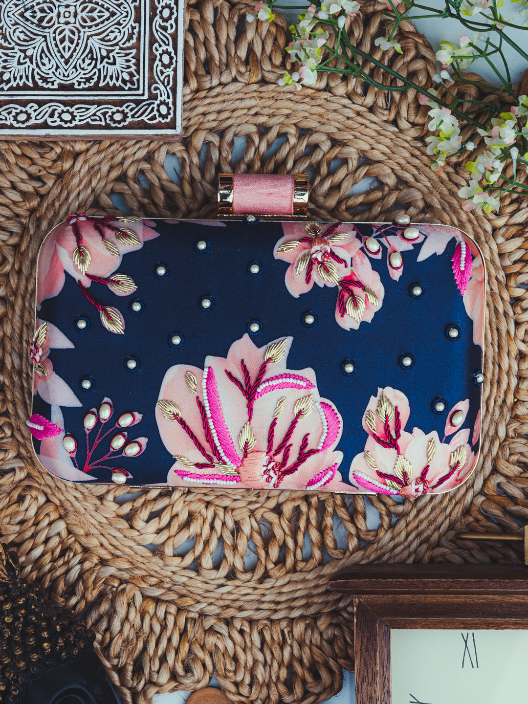 Nidhi_Rathi_Navy_Blue_Pink_Embellished_Box_Clutch
