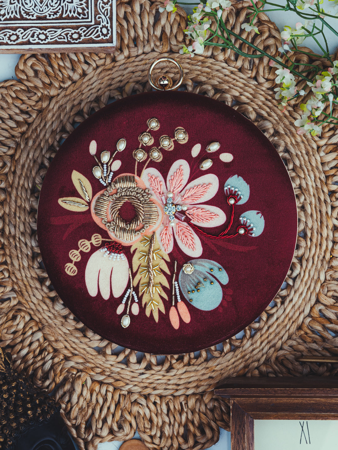 Nidhi_Rathi_Maroon_Gold-Toned_Embroidered_Box_Clutch