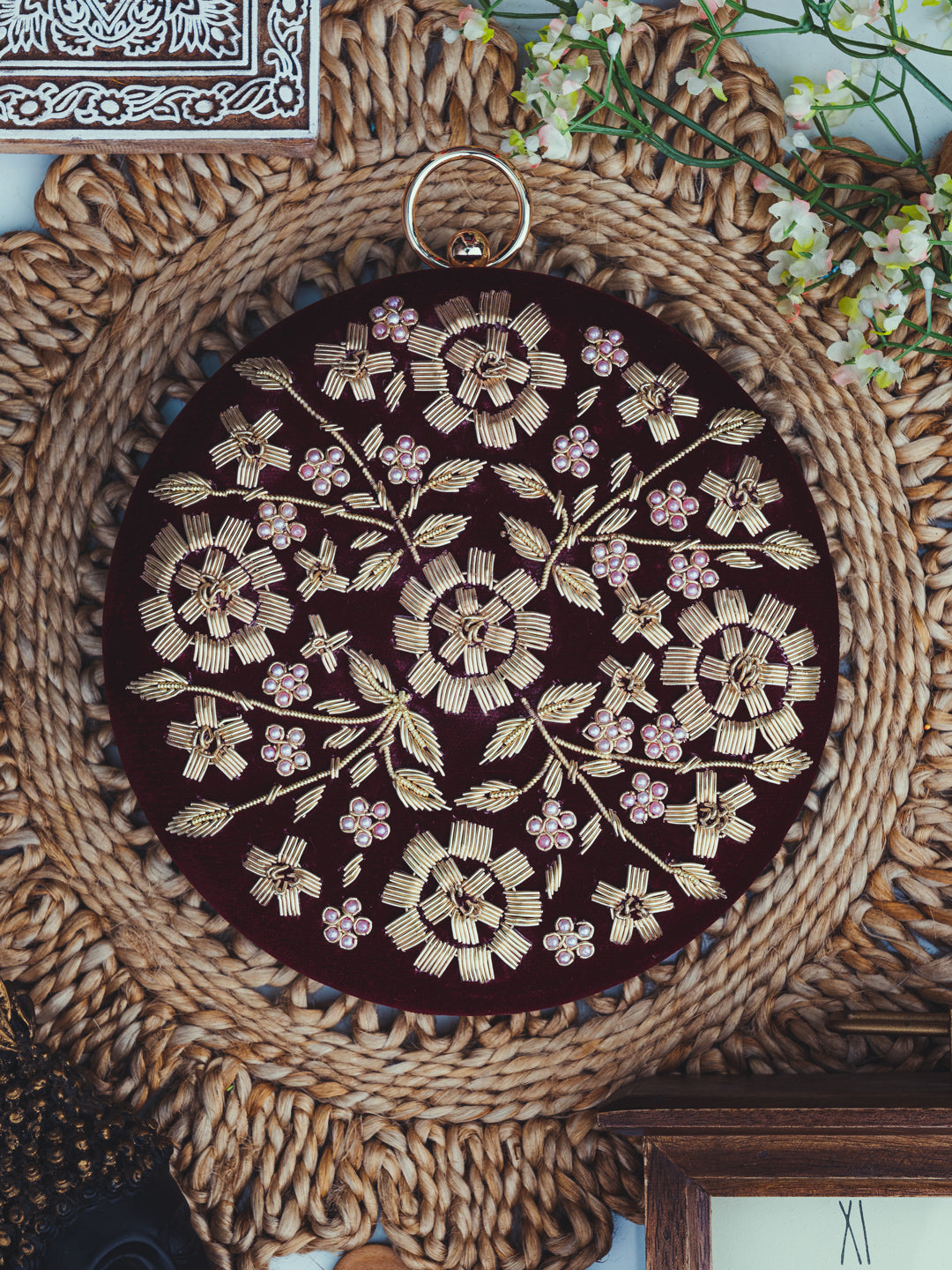 Maroon_&_Gold-Toned_Embroidered_Box_Clutch_Nidhi_Rathi