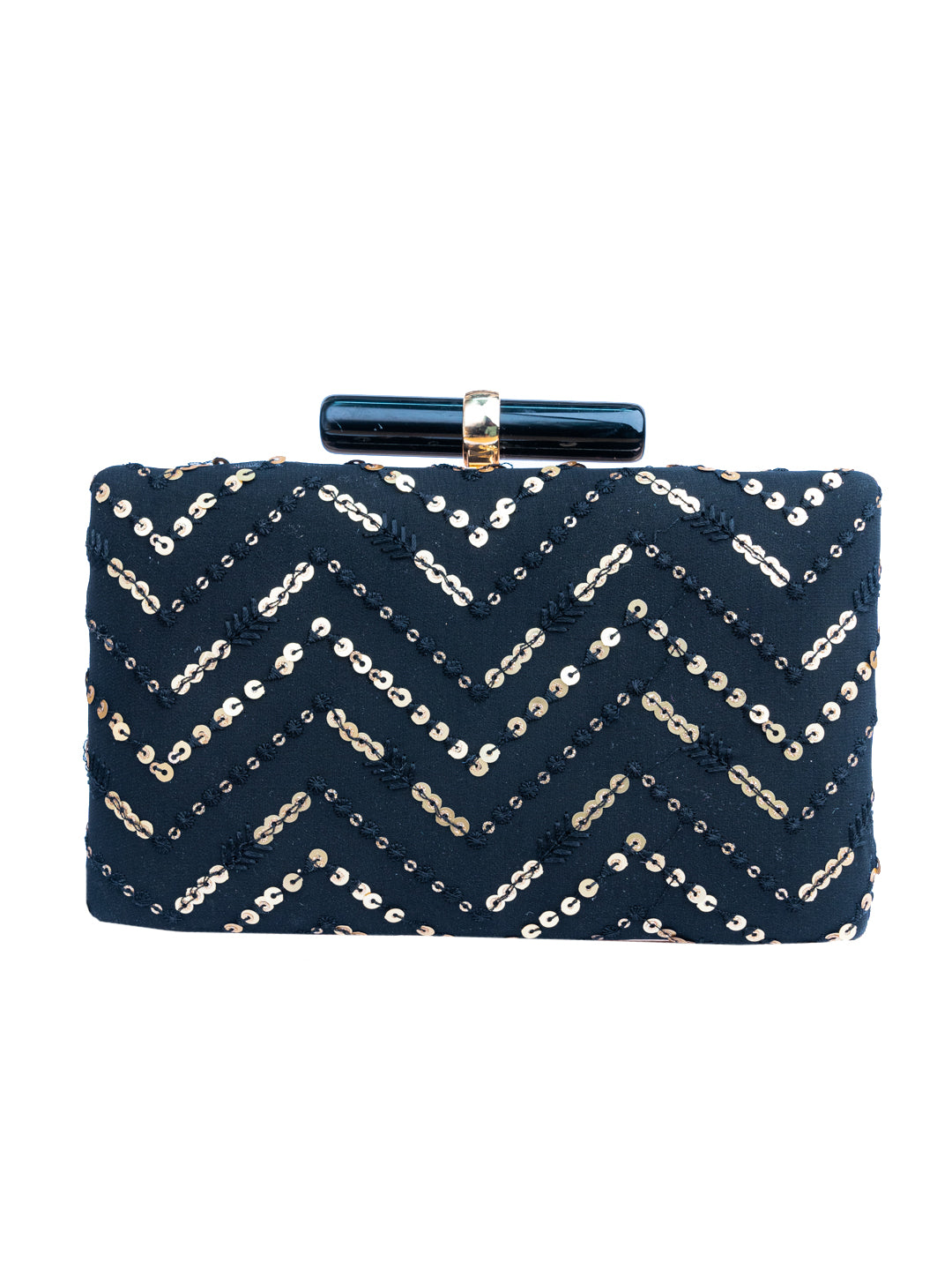 Nidhi_Rathi_Black_Gold-Toned_Embellished_Box_Clutch