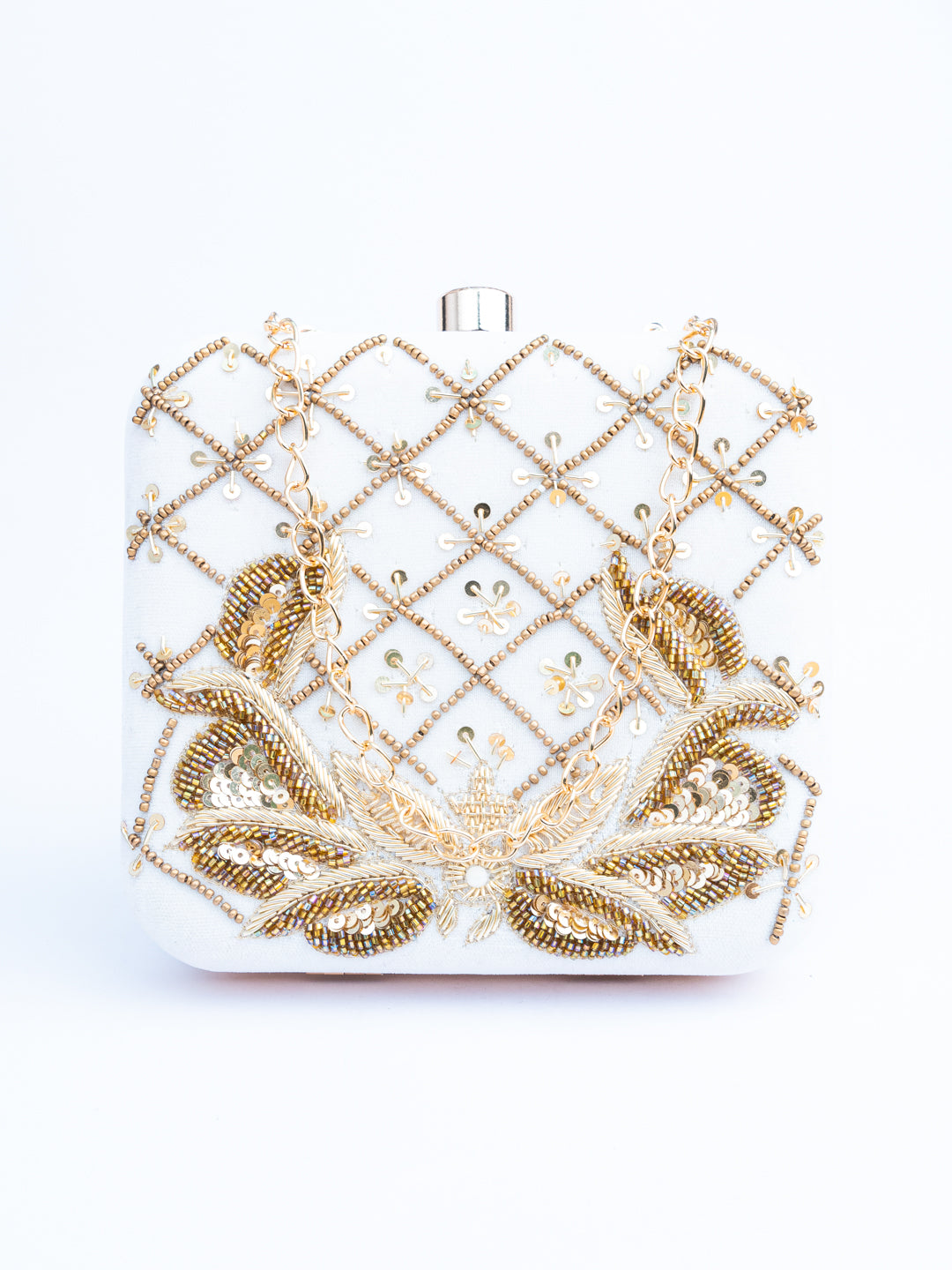 Nidhi_Rathi_White_Gold-Toned_Embroidered_Box_Clutch