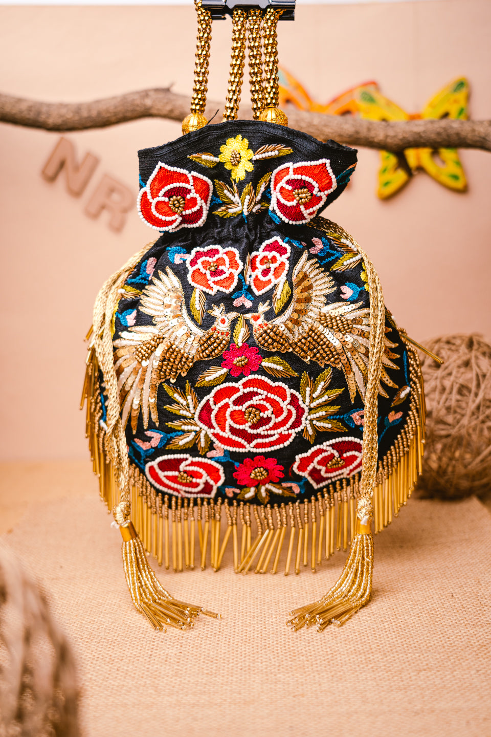 Black_Gold-Toned_Arabian_Bird_Embroidered_Potli_Clutch_nidhi_rathi