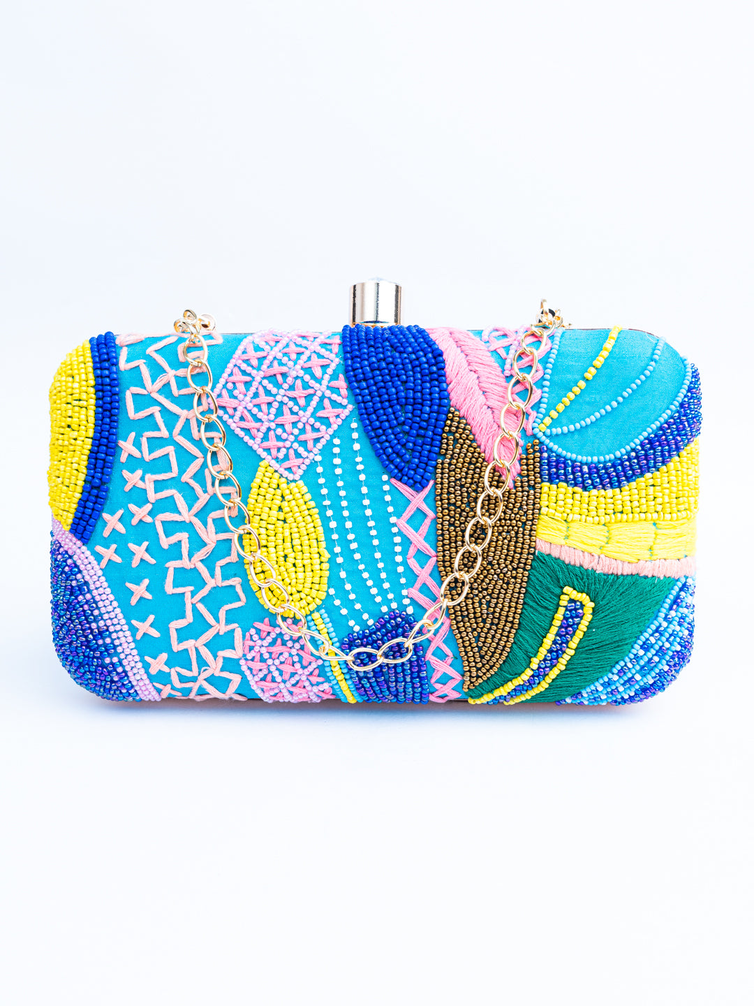 NR By Nidhi Rathi Women Blue Embellished Clutch