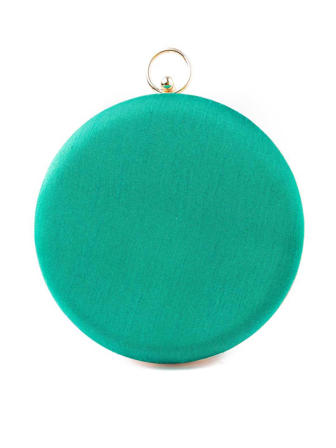 NR By Nidhi Rathi Green Gold-Toned Embroidered Box Clutch