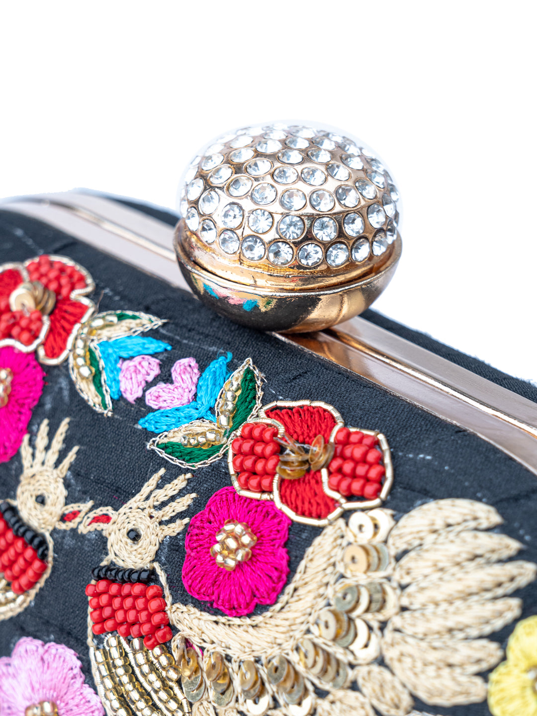 NR By Nidhi Rathi Navy Blue Purple Embellished Box Clutch