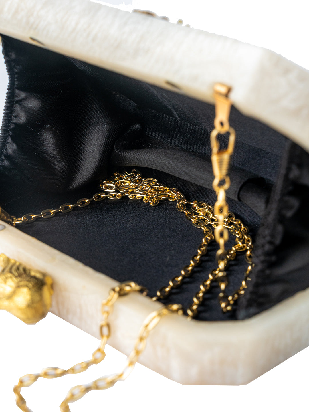 Women Embellished Metal Box Clutch