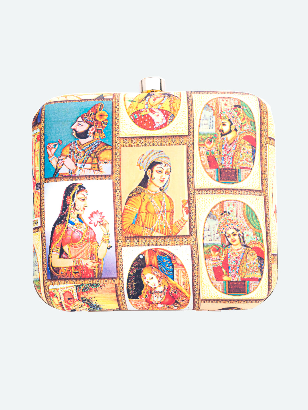 Nidhi_Rathi_Orange_Blue_Mughal_Queen_Printed_Box_Clutch