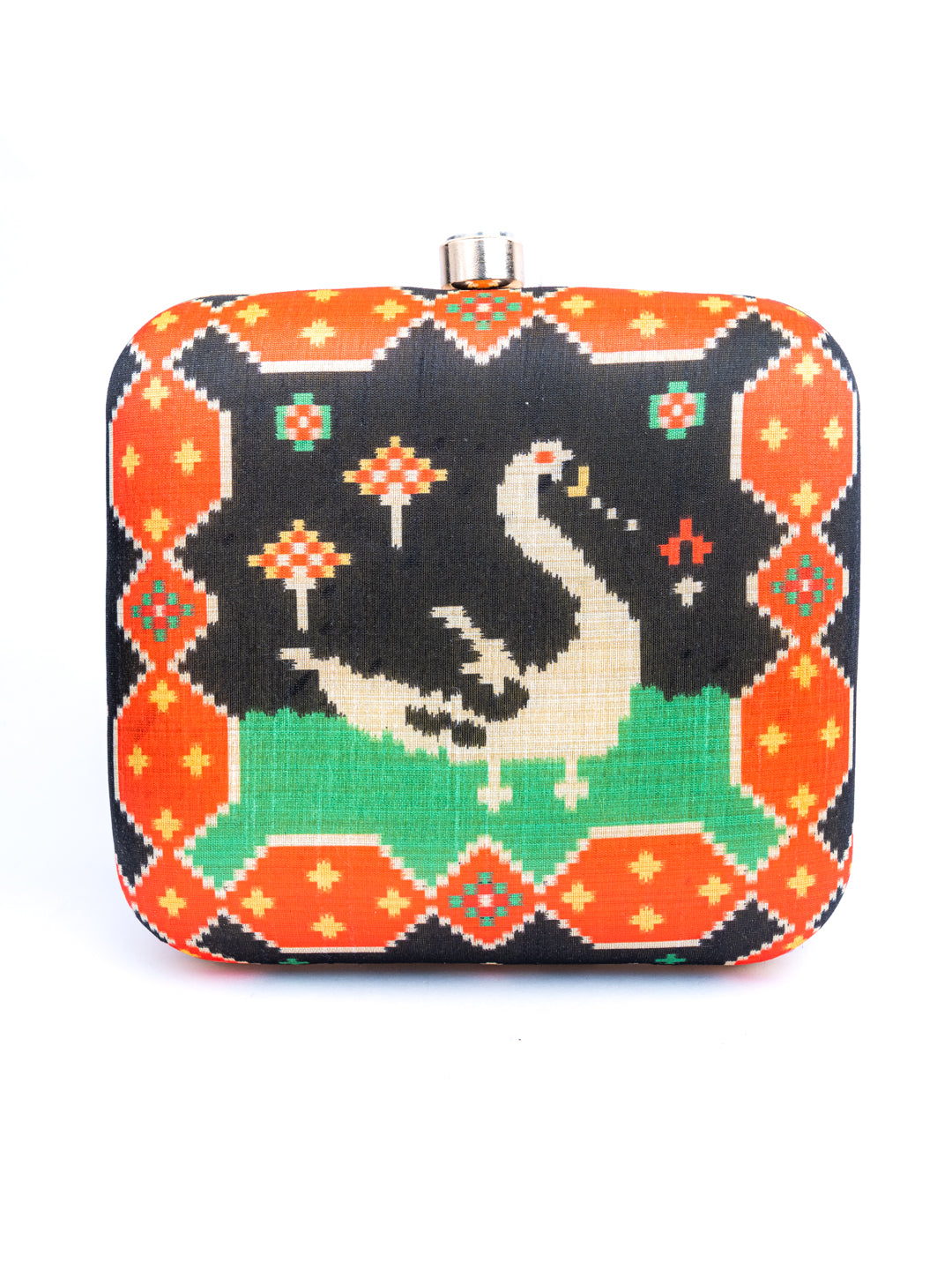 Women_Black_&_Orange_Printed_Box_Clutch_Nidhi_Rathi