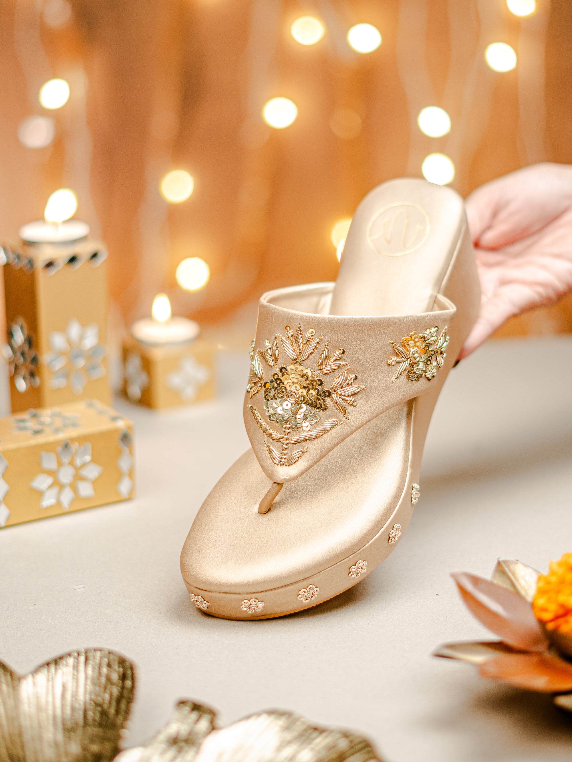 Embellished Ethnic Wedge Sandals