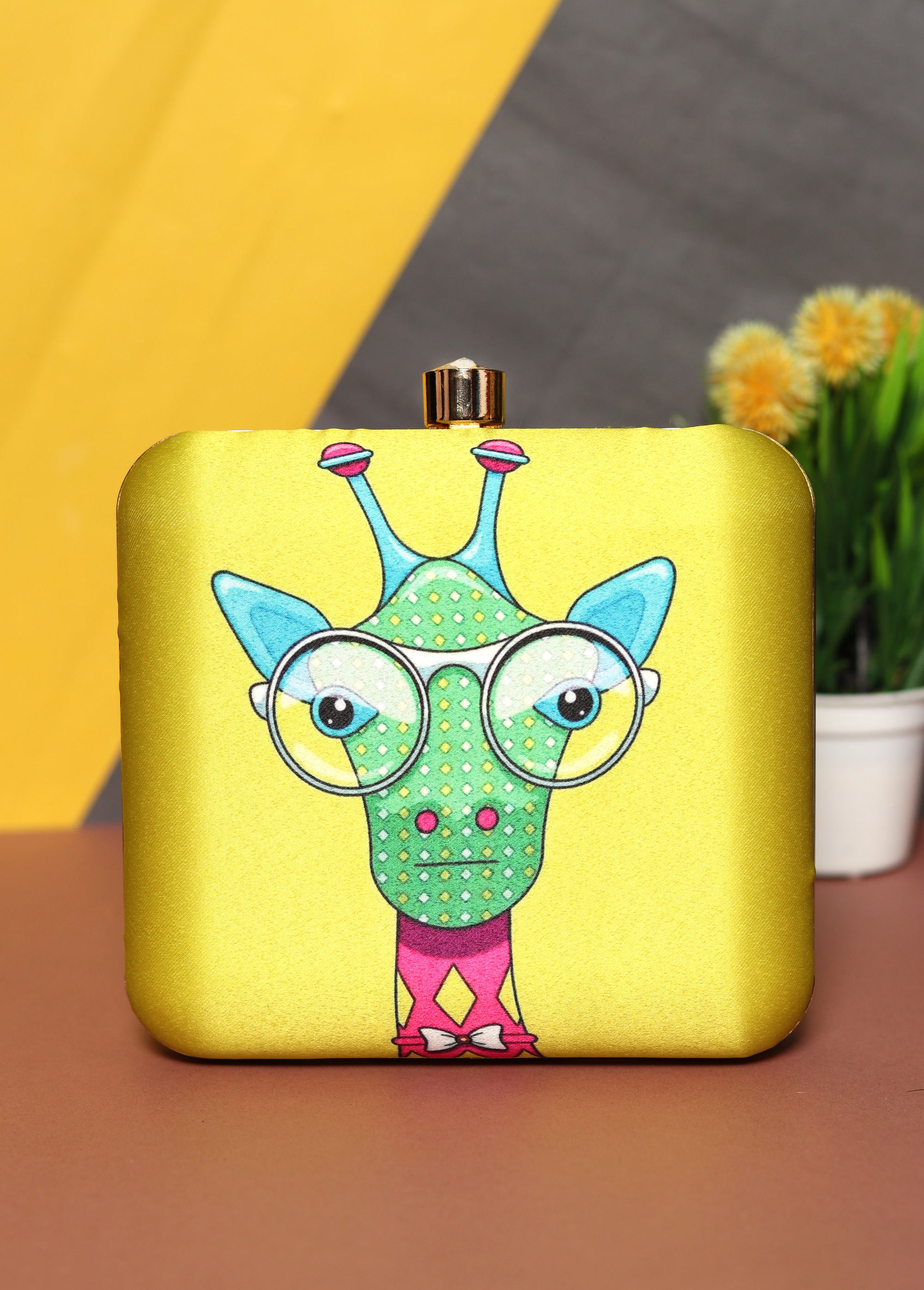 Nidhi_Rathi_Women_Green_Yellow_Printed_Box_Clutch