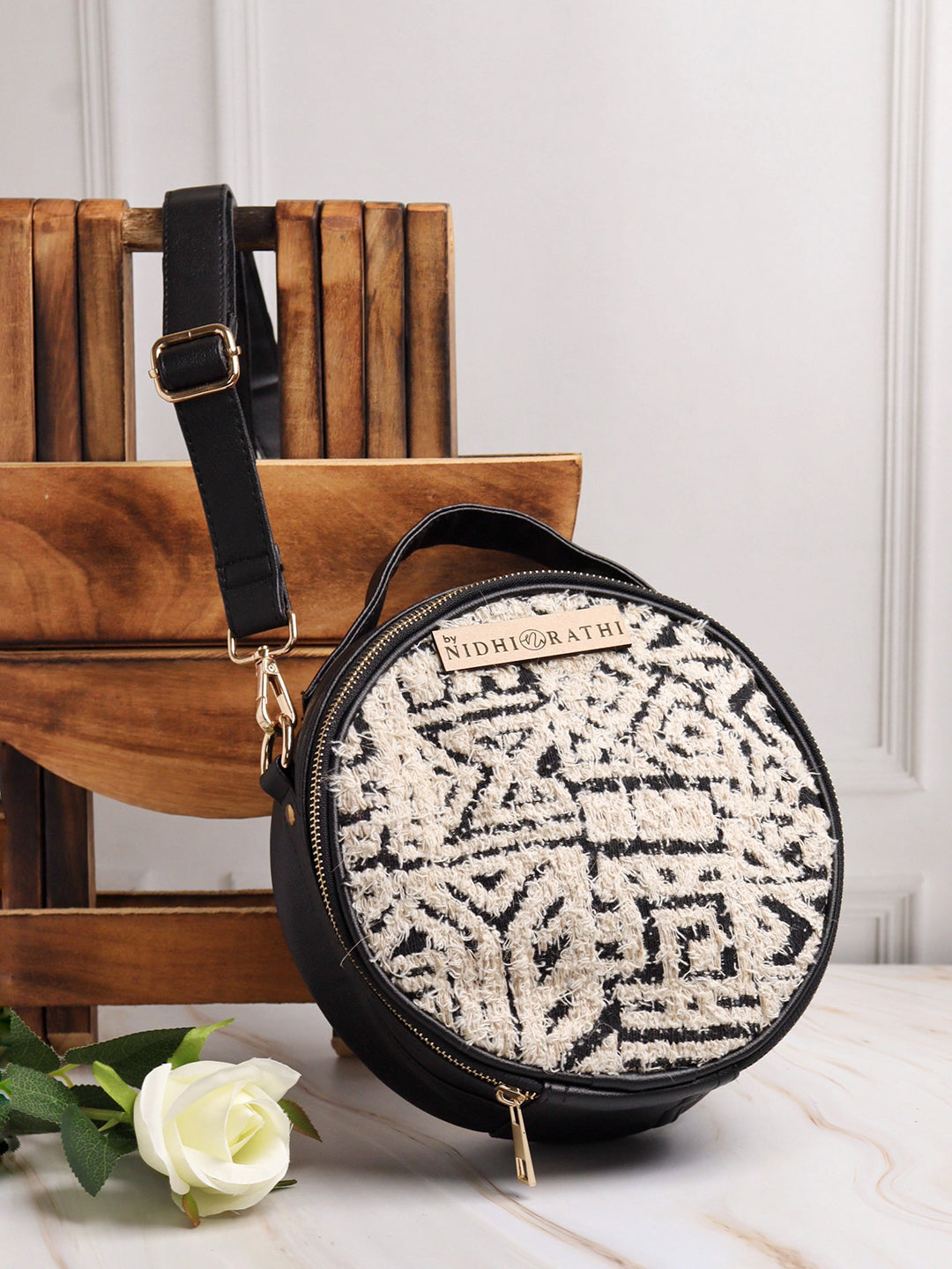 Women_Jacquard_Weave_Mini_Round_Handbag_Nidhi_Rathi