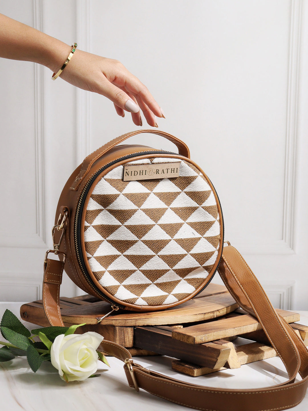 Women_Jacquard_Weave_Mini_Round_Handbag_Nidhi_Rathi