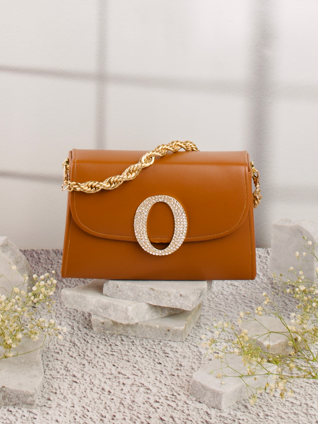 Tan_O_Alphabhet_Intial_Embellised_Flap_Bag_Nidhi_Rathi